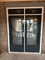 Terrasdeuren dubbele deuren met kiepramen, Doe-het-zelf en Verbouw, Kozijnen en Schuifpuien, Deurkozijn, Zo goed als nieuw, Hout