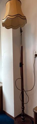 Retro staande lamp met stoffen kap, Ophalen, Hout, Gebruikt, Retro/vintage/brocante