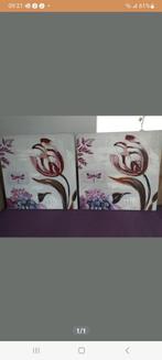 2 canvas schilderijen 58 X 58 cm, Antiek en Kunst, Ophalen