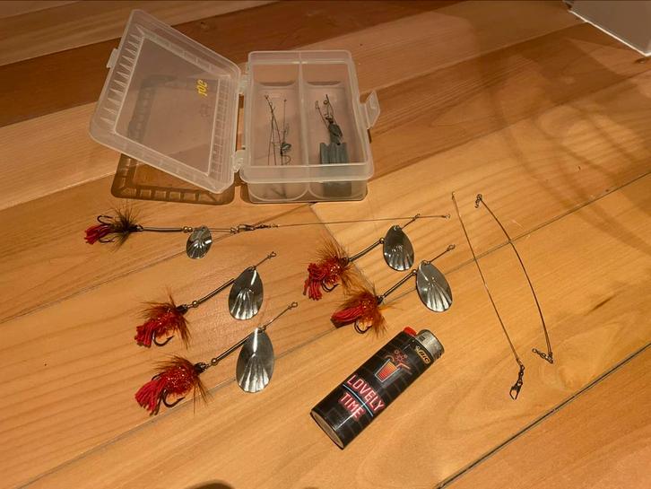 Setje polderspinners handgemaakt 5 stuks, Watersport en Boten, Hengelsport | Algemeen, Zo goed als nieuw, Werphengel, Ophalen of Verzenden