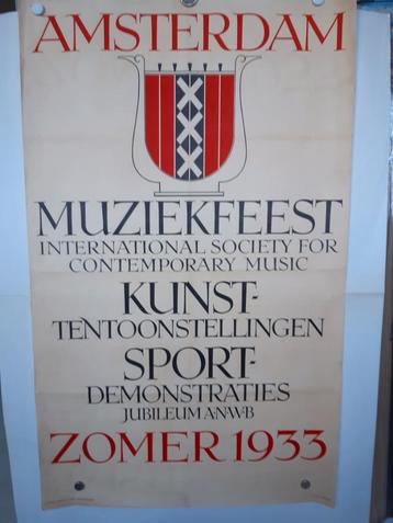 Originele Poster Amsterdam 1933 ANWB S.H. de Roos  beschikbaar voor biedingen