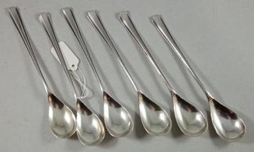 6 Theelepels model 1064 antiek 835 zilver beschikbaar voor biedingen