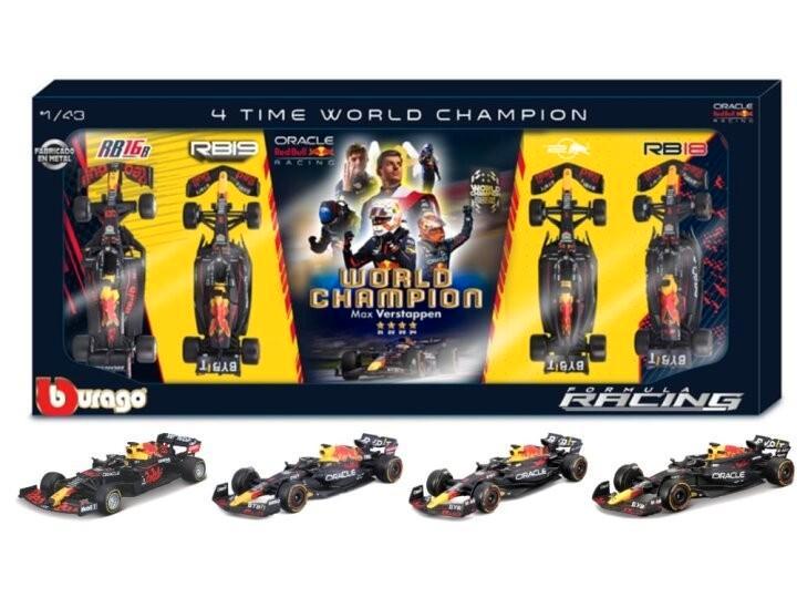 BBURAGO Red Bull Racing F1 - 4 x World Champion set Max Vers, Hobby en Vrije tijd, Modelauto's | 1:43, Nieuw, Auto, Overige merken