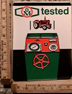 Vintage sticker tractor logo 'OM tested 'SCHUIL A HOLLAND, Verzamelen, Stickers, Ophalen of Verzenden, Zo goed als nieuw, Overige typen