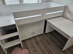 Halfhoogslaper Beau Wit met Bureau, Ophalen, 85 tot 100 cm, Gebruikt, Hoogslaper of Stapelbed