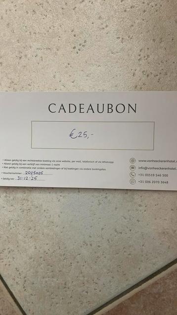 Cadeaubon 25€ van heeckeren ameland beschikbaar voor biedingen
