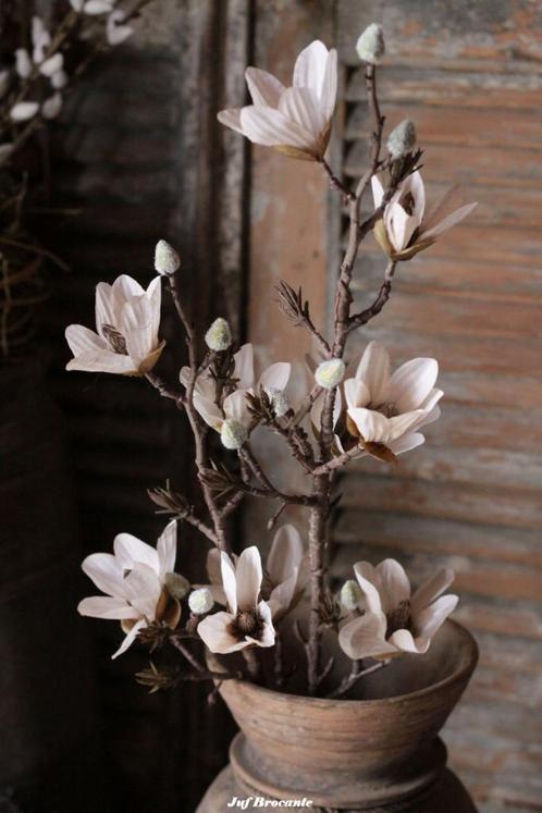 Grote zijden magnoliatak in de kleur orange, wit, Huis en Inrichting, Woonaccessoires | Overige, Nieuw, Ophalen of Verzenden