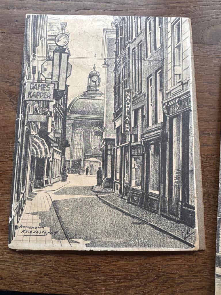 Rotterdam vooroorlogs tekening Keizerstraat, Ophalen of Verzenden