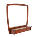 Mid-Century Deense vintage design spiegel teak en eiken, Huis en Inrichting, Woonaccessoires | Spiegels, Overige vormen, Minder dan 100 cm