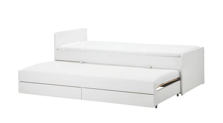 IKEA Släkt Bedframe met lattenbodem en matrassen, Huis en Inrichting, Slaapkamer | Bedden, Gebruikt, Tweepersoons, 80 cm, 200 cm