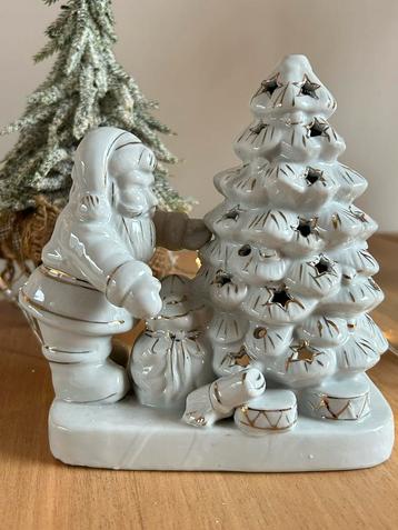 Vintage jaren 80 kerst waxinelichtje wit goud porselein beschikbaar voor biedingen