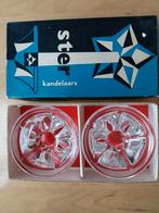 Sterkandelaars met doos Leerdam, Antiek en Kunst, Antiek | Glas en Kristal, Ophalen of Verzenden