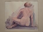 Aquarel Naakt van Fernand van Lierde, Ophalen of Verzenden