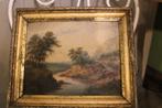 Antiek frans 19e eeuw schilderij landschap bois dore, Ophalen
