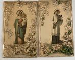 2 Celluloid Oud plastic Sainte Vierge Art Nouveau 25x15 cm., Antiek en Kunst, Antiek | Religie, Verzenden