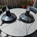 Retro look zwarte hanglampen metaal / emaille, Huis en Inrichting, Lampen | Hanglampen, Ophalen, Zo goed als nieuw, Metaal, Minder dan 50 cm