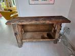 Vintage houten werkbank met klem, Antiek en Kunst, Curiosa en Brocante, Ophalen