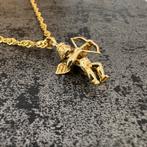 14 karaat gouden ketting met engel hanger, Ophalen of Verzenden