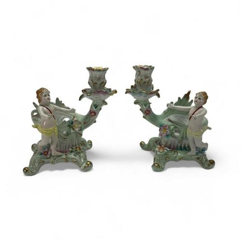 Porseleinen kandelaars, Meissen, Antiek en Kunst, Antiek | Porselein, Ophalen of Verzenden