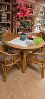 Rotan Eetset met Tafel en 4 Stoelen, Ophalen, Overige materialen, Gebruikt, Vier personen