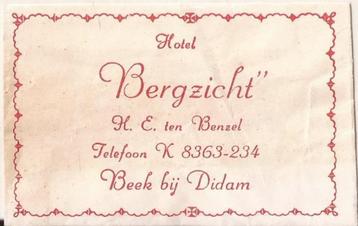 Beek bij Didam Hotel Bergzicht  suikerzakje 50/60er jaren beschikbaar voor biedingen