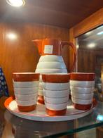 Art Deco Beker Set Wit Oranje Gouden Bies, Antiek en Kunst, Antiek | Servies compleet, Ophalen of Verzenden