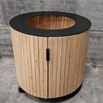 Eiken Tafel Rond + Deuren t.b.v. BGE Large, Ophalen, Zo goed als nieuw, Houtskool, Vrijstaand