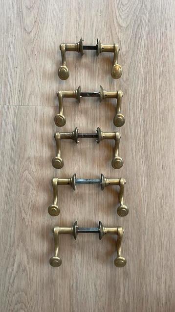 5x Goud messing Deurklinken ANTIEK ‘Kleine Hoorntjes’ beslag beschikbaar voor biedingen