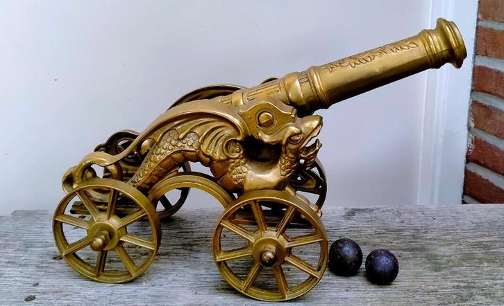 Oud Decoratief Kanon & Kanonskogels-  Brons / Koper, Antiek en Kunst, Curiosa en Brocante, Ophalen of Verzenden