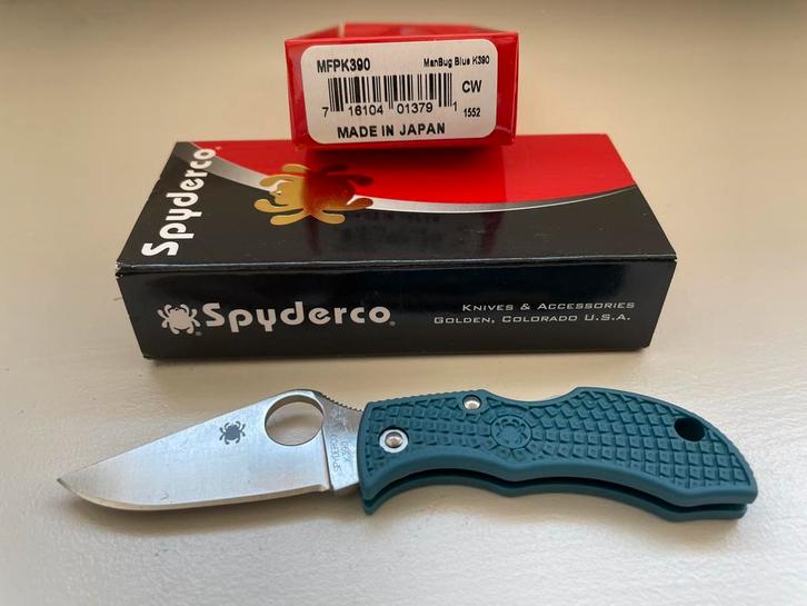 Spyderco Manbug K390 Blue, Caravans en Kamperen, Kampeergereedschap, Nieuw, Ophalen of Verzenden