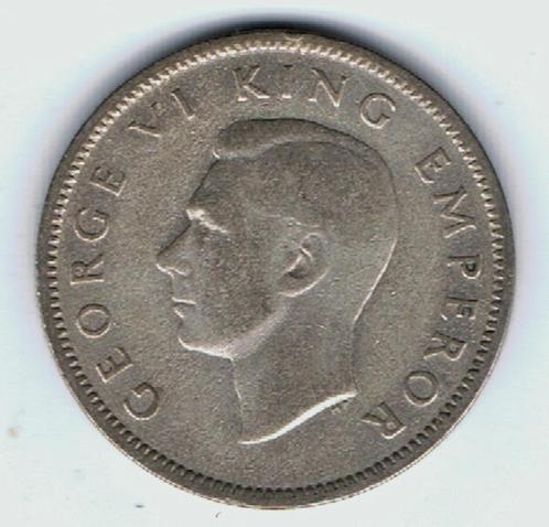 22-1437 Nieuw Zeeland 1 shilling 1941, Postzegels en Munten, Munten | Oceanië, Losse munt, Zilver, Verzenden