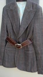 HANS UBBINK: design dames colbert met riem, Ophalen of Verzenden, Zo goed als nieuw, Maat 42/44 (L), Bruin