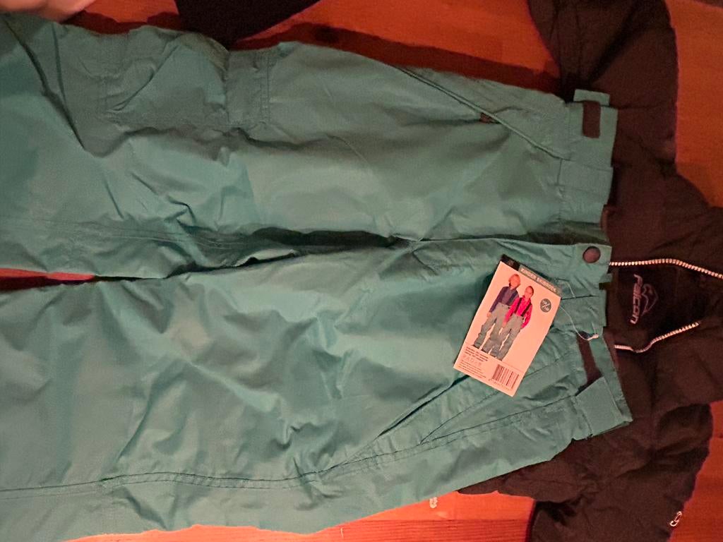 Skikleding set maat 140, zwart wit grijs turqouise, Sport en Fitness, Skiën en Langlaufen, 100 tot 140 cm, Zo goed als nieuw, Kleding
