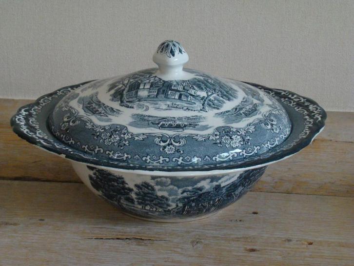 Dekschaal, Engels petrol, Grindley English Country Inns, Antiek en Kunst, Antiek | Schalen, Ophalen of Verzenden