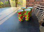 Mooie plastic bekers met watermeloen decoratie 4 stuks Nieuw, Overige materialen, Overige typen, Nieuw, Ophalen of Verzenden