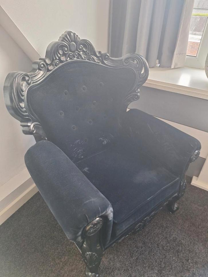 barok stoel, Huis en Inrichting, Stoelen, Zo goed als nieuw, Eén, Hout, Stof, Zwart, Ophalen