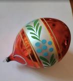 oude kerstbal 12 cm, oranje met handgeschilderde boord, Antiek en Kunst, Ophalen of Verzenden