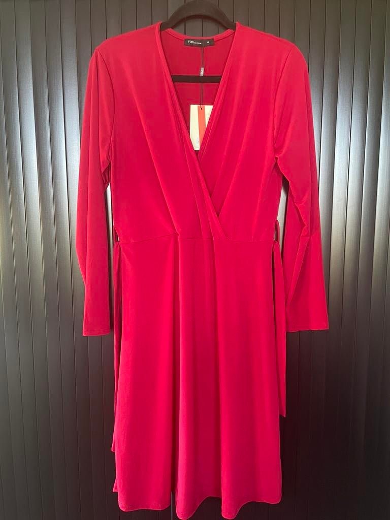 Leuk jurkje FOS Amsterdam framboos/rood M, Kleding | Dames, Ophalen of Verzenden, Zo goed als nieuw, Maat 38/40 (M), Rood