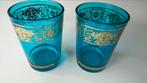 2 Marokkaanse theeglazen turquoise blauw, Verzamelen, Glas en Borrelglaasjes, Overige typen, Gebruikt, Ophalen of Verzenden