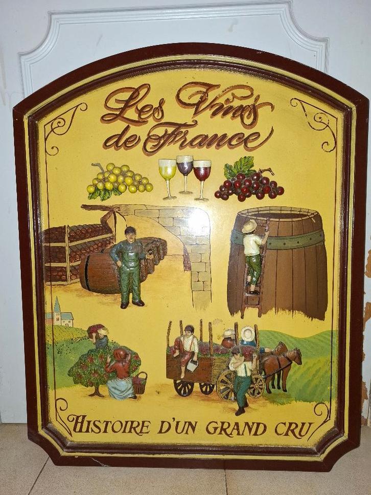Authentiek houten pubbord Les Vins de France, Verzamelen, Merken en Reclamevoorwerpen, Nieuw, Reclamebord, Ophalen of Verzenden