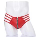Heren rode kunst leren string met rits / g-string mannen, Verzenden, Rood, Slip
