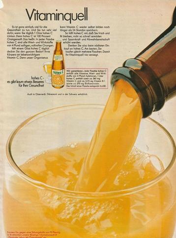 Retro reclame 1971 Hohes C frisdrank de vitamine bron beschikbaar voor biedingen