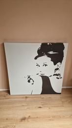 Audrey Hepburn Schilderij - 90x90 cm - Canvas Kunst, Ophalen, Zo goed als nieuw, Schilderij, 75 tot 100 cm