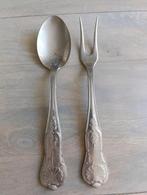 Antieke vintage bestekset lepel en vleesvork zilver, Ophalen of Verzenden