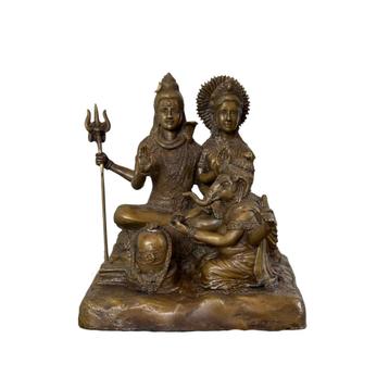 Bronzen beeld Shiva, Parvati & Ganesha – 24 cm – India beschikbaar voor biedingen