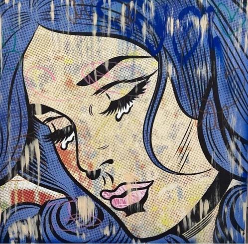 Dillon Boy : uniek werk van de kunstenaar 91,44 bij 91,44 cm, Antiek en Kunst, Kunst | Designobjecten, Verzenden
