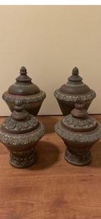 Wie oh wie: ZGAN 4 prachtige brocante potten/ vazen van L&L, Overige kleuren, Aardewerk of Porselein, Ophalen of Verzenden, Zo goed als nieuw