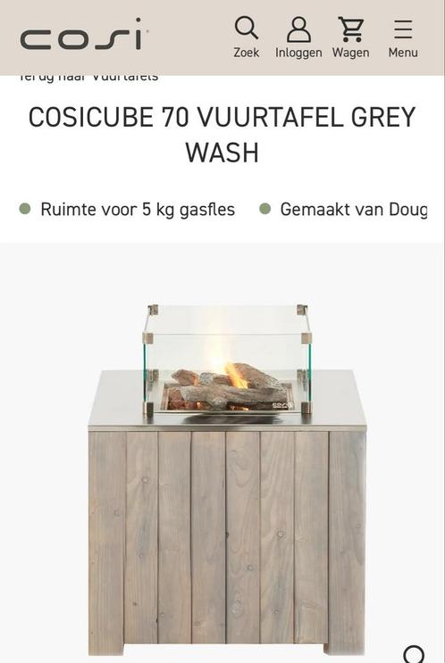 COSI GRAY WASH VUURTAFEL GASHAARD INCLUSIEF GASFLES EN HOES, Tuin en Terras, Vuurtafels, Zo goed als nieuw, Ophalen