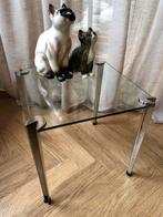 Bijzettafel van glas en metaal | Hollywood Regency, Ophalen, Minder dan 45 cm, Minder dan 55 cm, Hollywood Regency
