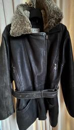 Jackey McGee vintage stoer damesjack in antraciet leer mt 40, Maat 38/40 (M), Ophalen of Verzenden, Grijs, Jackey McGee